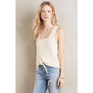 NEW Anthropologie Callahan $118 Women's Ivory Dot-embossed Knit Tank Top Large